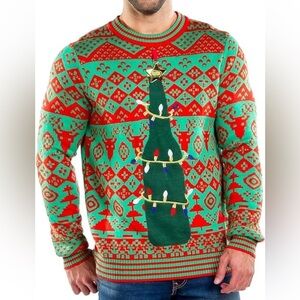 Tipsy Elves Beer Bottle Opener Tangling Lights Christmas Sweater